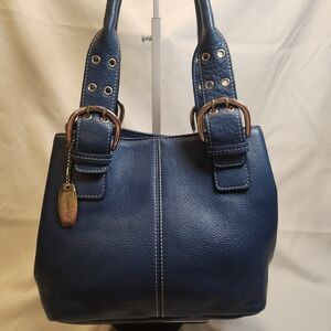 Tignanello "Perfect 10" Blue Leather Shoulder Bag/Tote